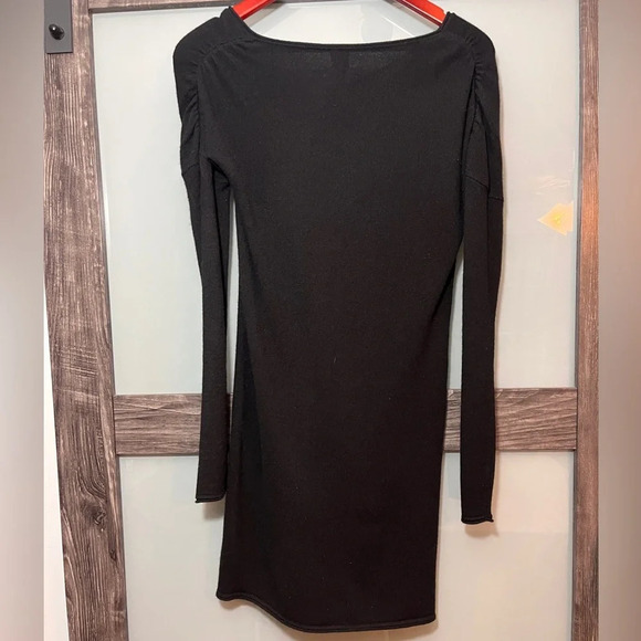 Qi Cashmere Little Black Dress Asymmetrical Neckline 100% Cashmere Women's S - Picture 8 of 8